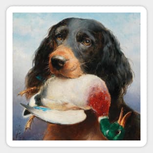 Gordon Setter with Mallard Duck by Carl Reichert Magnet